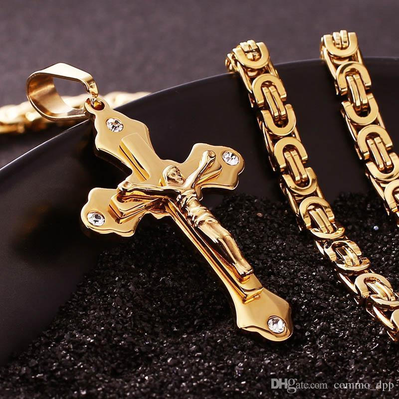 High Quality Stainless Steel Cross Necklaces Multi-layer Christian Jesus Crucifix Pendant Gold Biker Chain For Men S Hip-hop Punk Jewelry
High Quality Stainless Steel Cross Necklaces Multi-layer Christian Jesus Crucifix Pendant Gold Biker Chain For Men S Hip-hop Punk Jewelry