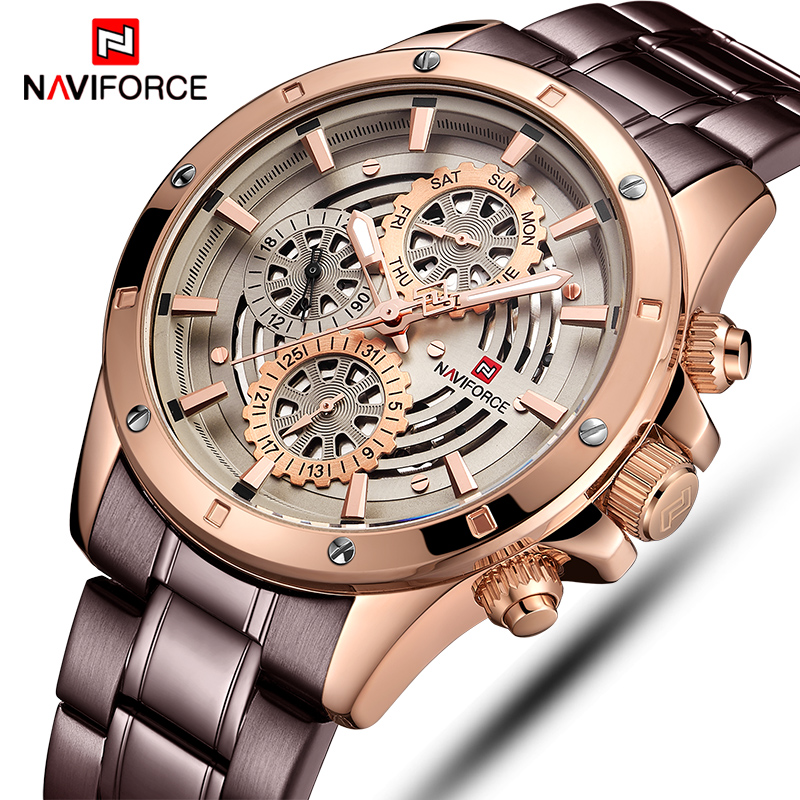 NAVIFORCE Mens Sports Watches Top Luxury Brand Men Fashion Casual Quartz 24 Hours Date Wrist Watch Man Military Waterproof Clock, Slivery;brown
NAVIFORCE Mens Sports Watches Top Luxury Brand Men Fashion Casual Quartz 24 Hours Date Wrist Watch Man Military Waterproof Clock, Slivery;brown