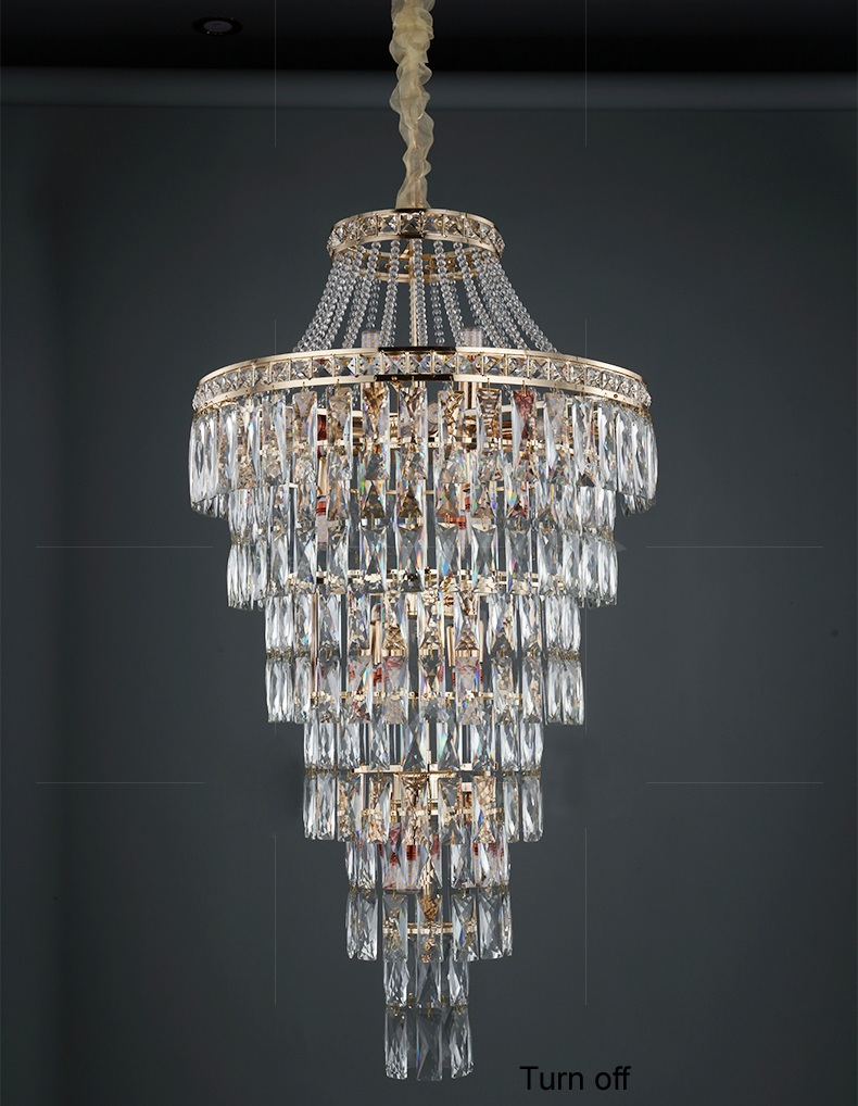 Modern Gold Crystal Chandeliers Lights Fixture LED Crystal Chandelier American Villa Stair Spiral Big Long Drop Lamp Home Indoor Lighting