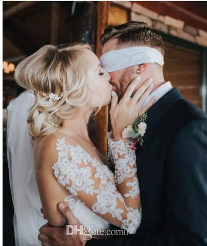 country boho mermaid wedding dresses sexy long sleeve lace appliqued bridal gowns sheer nigerian arabic marriage dress robe de mariee