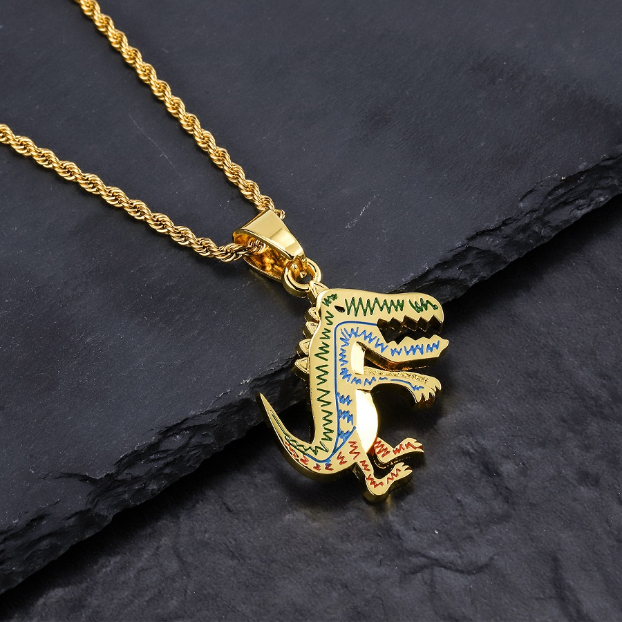 Fashion Hip Hop Jewelry Mens Dinosaur Pendant Designer Necklace Stainless Steel Chain 18k Gold Plated Necklaces For Men Women
Fashion Hip Hop Jewelry Mens Dinosaur Pendant Designer Necklace Stainless Steel Chain 18k Gold Plated Necklaces For Men Women