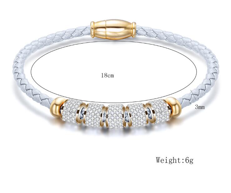 Korean fashion titanium steel leather female bracelet leather braided bracelet stainless steel magnet buckle bracelet WY1080