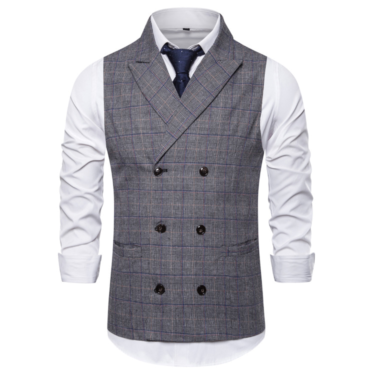 Men's brand new fashion personality business casual double-breasted plaid vest wedding best man mens vests vest men suit, Gray
Men's brand new fashion personality business casual double-breasted plaid vest wedding best man mens vests vest men suit, Gray