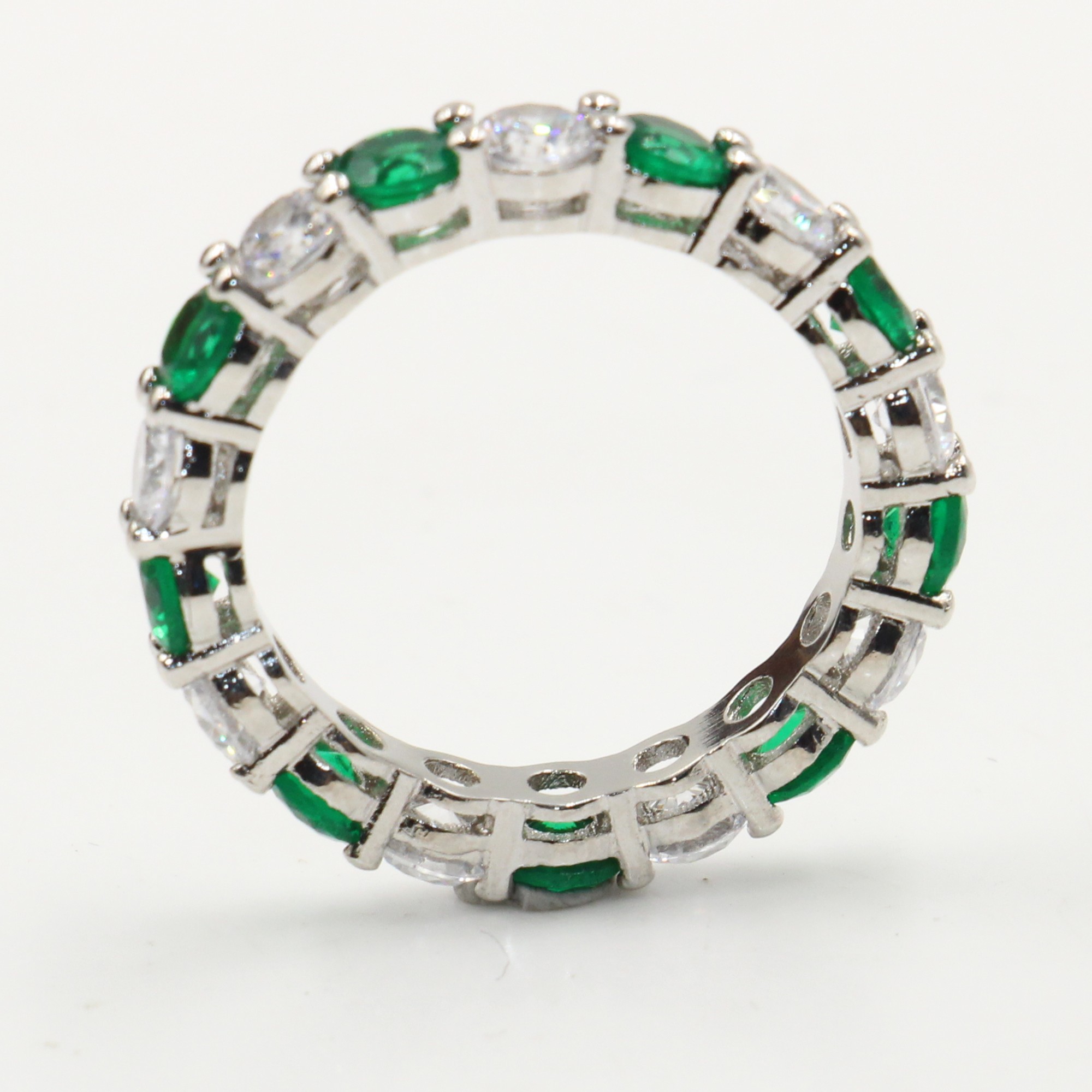 Size 5-10 Drop Shipping High Quality Luxury Jewelry 925 Sterling Silver Emerald Gemstones CZ Diamond Lucky Wedding Engagement Band Ring Set