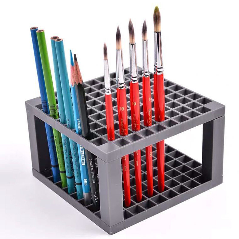 

96 Holes Multifunctional Paint Brushes Holder Square Pen Stand Pencil Storage Rack Painting Organizer School Art Supplies