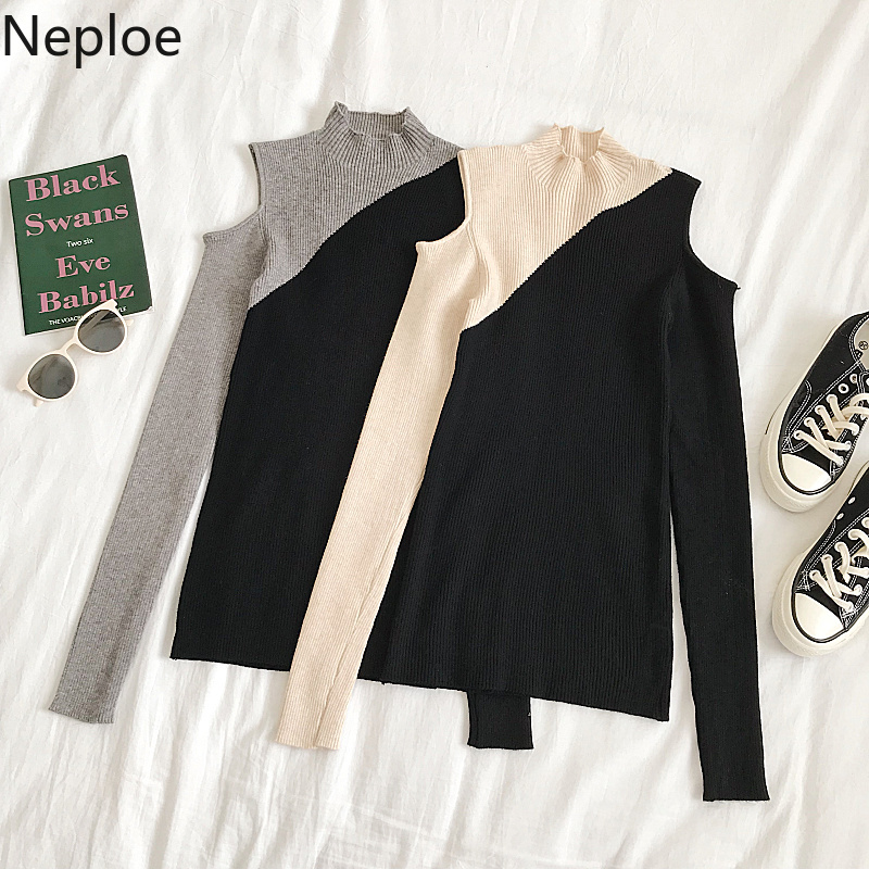 Neploe Contrast Color Bottom Sweater Women Long Sleeve Strapless Knit Pullover 2019 New Half Turtleneck Knitwear Jumper 55016, Gray black
Neploe Contrast Color Bottom Sweater Women Long Sleeve Strapless Knit Pullover 2019 New Half Turtleneck Knitwear Jumper 55016, Gray black