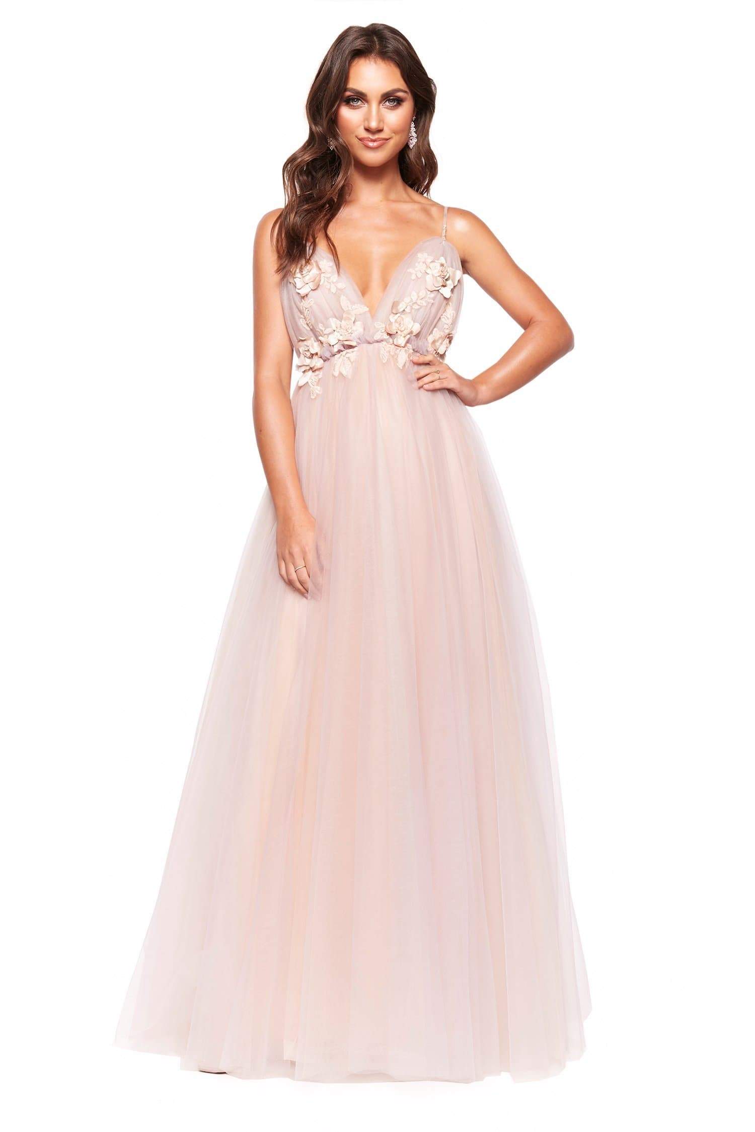 Newest A Line Prom Dresse Spaghetti Sleeveless Tulle Lace Hand Made Flower Party Dress Floor Length robes de soirée