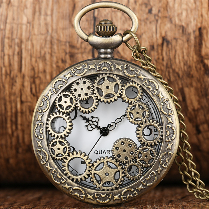 Antique Copper Vintage Hollow Out Gear Wheel Quartz Pocket Watch Steampunk Men Women Watches Timepiece Necklace Chain Clock Gift, Bronze
Antique Copper Vintage Hollow Out Gear Wheel Quartz Pocket Watch Steampunk Men Women Watches Timepiece Necklace Chain Clock Gift, Bronze