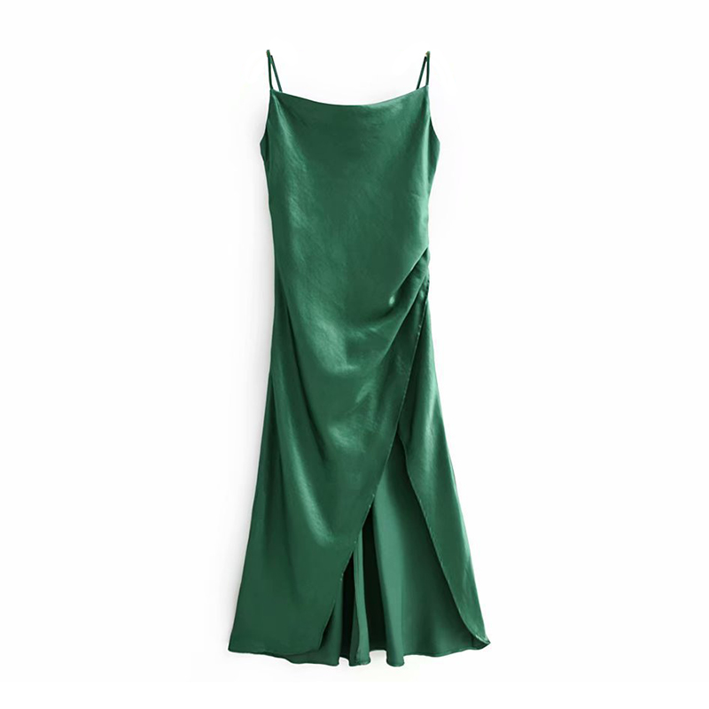 Elegant Sexy Satin Backless Split Dress Women Sleeveless Vintage Green Spaghetti Strap Dress Female Solid Party Long Dresses
Elegant Sexy Satin Backless Split Dress Women Sleeveless Vintage Green Spaghetti Strap Dress Female Solid Party Long Dresses