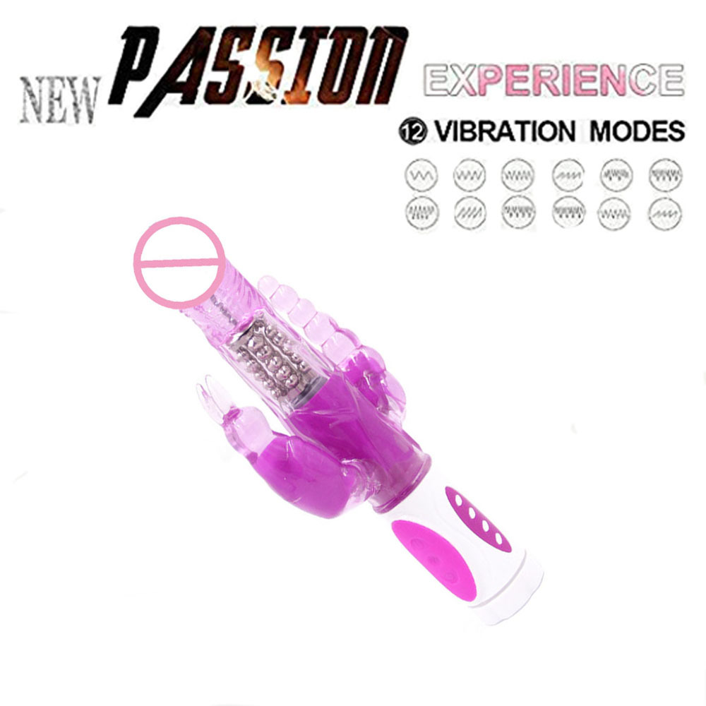 Erotic Intimate Goods Triple Pleasure Rabbit Vibrator G Spot Clit Stimulator Rotation Dildo Vibrator Sex Toys for Adults Women Y191214