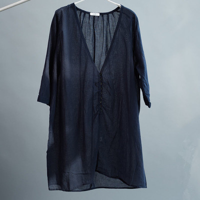 2018 Spring and Autumn long shirt suit front row button translucent loose art fan long cotton linen shirt coat clothes, White
2018 Spring and Autumn long shirt suit front row button translucent loose art fan long cotton linen shirt coat clothes, White