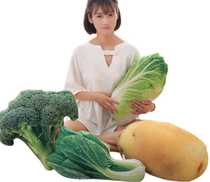 3D Vegetables Cushion Creative Decorative Pillow Plush Toy Potato Cabbage Broccoli Office Sofa Cushion Funny Home Decoration