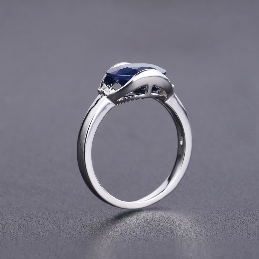 GEM'S BALLET 925 Sterling Silver Engagement Rings 3.24Ct Natural Blue Sapphire Gemstone Ring for Women Fine Jewelry CJ191205