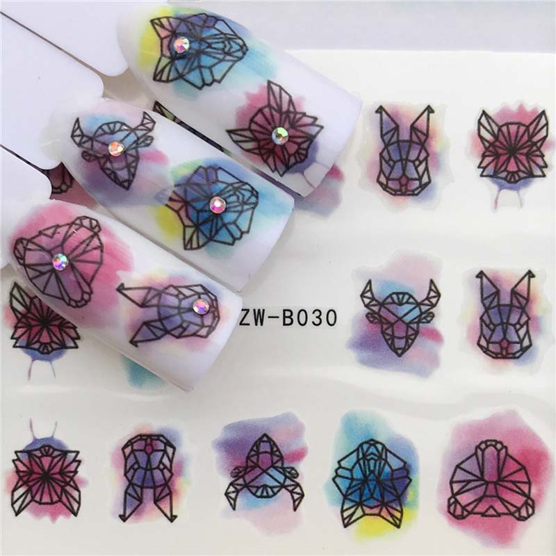 Fashion Style Self-adhesive Nail Sticker Decals for Art Decorations Cute Emoticon Feather Fake Nails Finger Beauty Wraps
