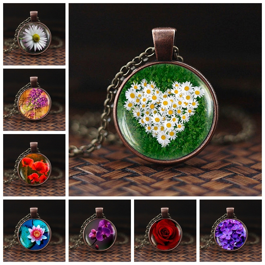 New Fashion Glass Cabochon Pendent Necklace Daisy Red Rose Pendant Necklace Jewelry For Women Valentine's Day Gifts 
New Fashion Glass Cabochon Pendent Necklace Daisy Red Rose Pendant Necklace Jewelry For Women Valentine's Day Gifts