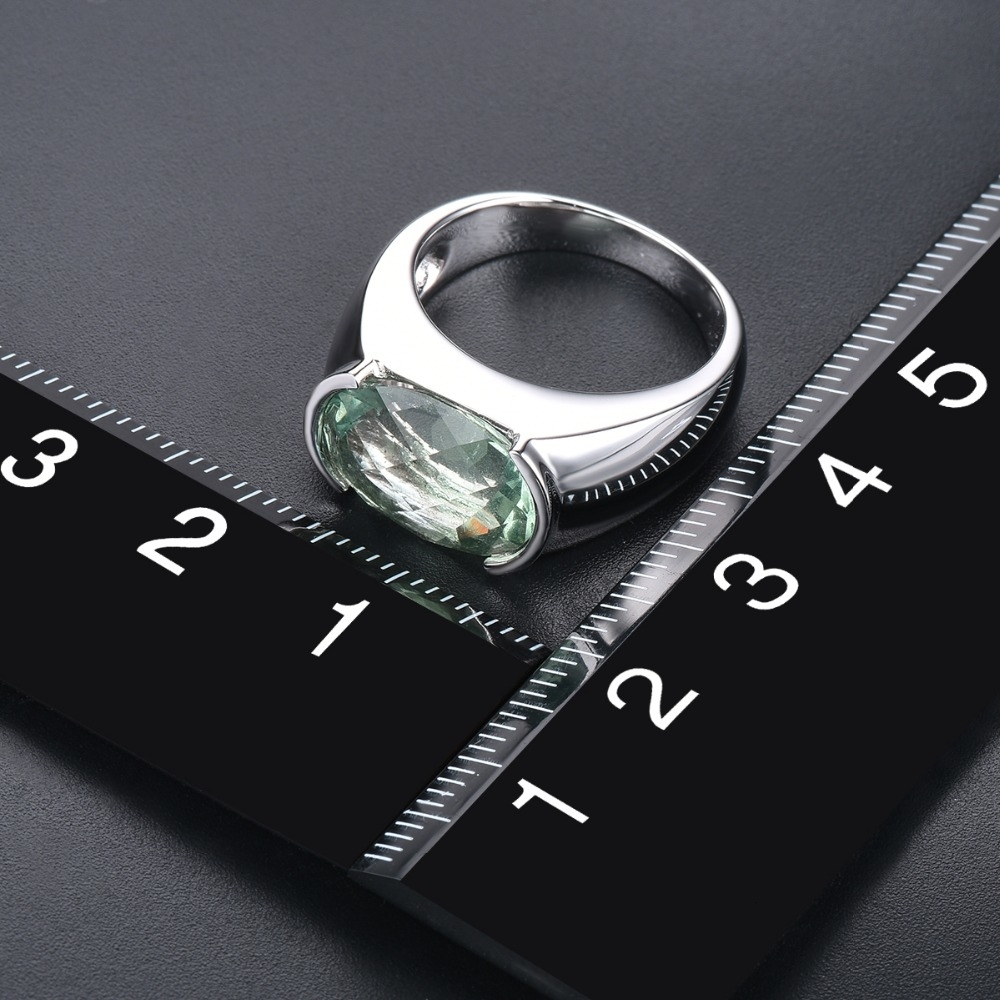 Hutang Women's Ring 6.30ct Natural Green Amethyst Wedding Rings 925 Sterling Silver Gemstone Fine Elegant Classic Jewelry Gift CJ191210