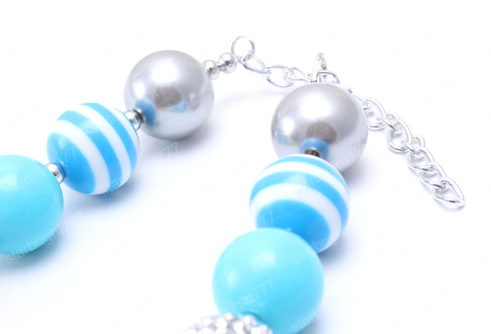 New Girls Chunky Beads Necklace Fashion Rainbow Color Children Acrylic Bubblegum Chunky Necklace Toddle Kids Jewelry