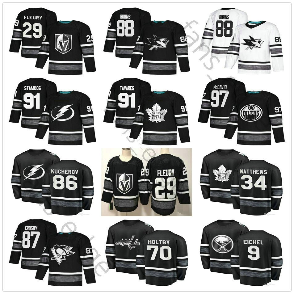 2019 All-Star 97 McDavid 88 Brent Burns Marc-Andre Fleury Sidney Crosby 91 Tavares 34 Matthews Home Away Hockey Jerseys, Black;red
2019 All-Star 97 McDavid 88 Brent Burns Marc-Andre Fleury Sidney Crosby 91 Tavares 34 Matthews Home Away Hockey Jerseys, Black;red