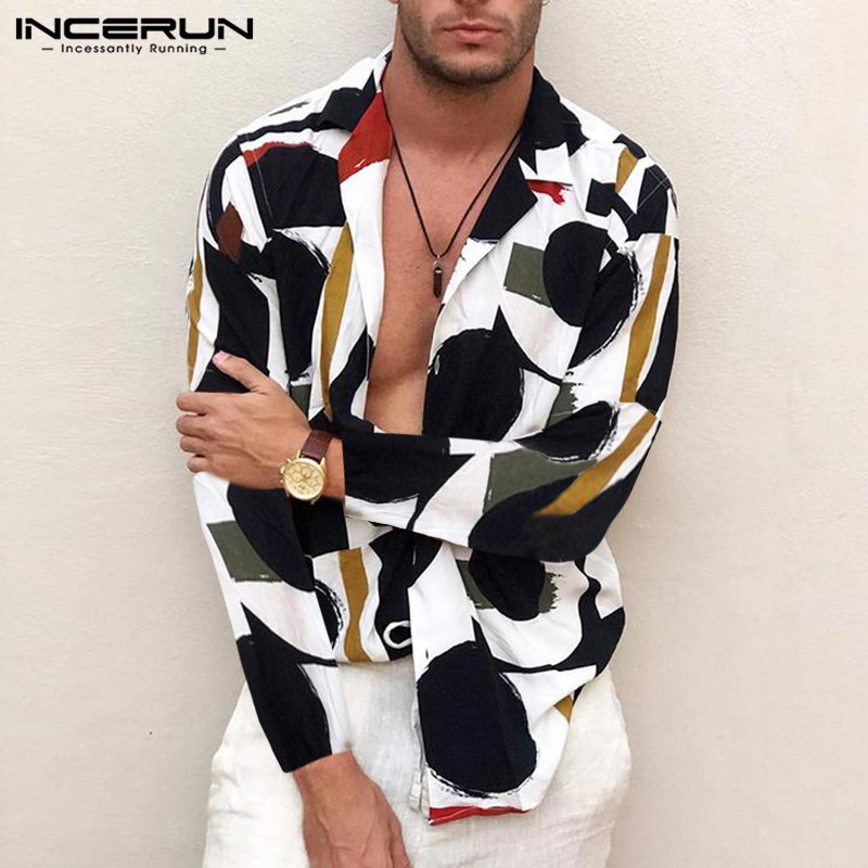 INCERUN 2019 Fashion Print Men Shirt Lapel Collar Streetwear Long Sleeve Breathable Hawaiian Casual Shirts Men Chic Camisa S-5XL Y200104, White;black
INCERUN 2019 Fashion Print Men Shirt Lapel Collar Streetwear Long Sleeve Breathable Hawaiian Casual Shirts Men Chic Camisa S-5XL Y200104, White;black