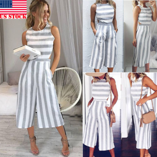 2020 New Fashion Women Casual Summer Strap Romper Bodycon Striped Jumpsuit Sleeveless Backless Playsuit Clubwear, Gray
2020 New Fashion Women Casual Summer Strap Romper Bodycon Striped Jumpsuit Sleeveless Backless Playsuit Clubwear, Gray
