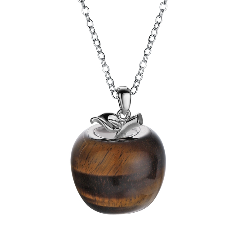 qimoshi Natural stone crystal apple pendant necklace woman sweater chain Christmas Eve gift