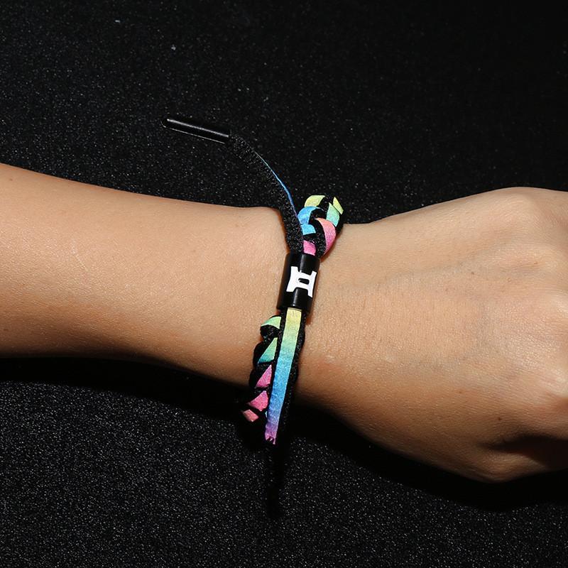 New 12 Constellation Colorful Rainbow Cute Lion reflective Lovers Rope Woven Bracelets Bangles VSCO Girl Friendship Shoelaces Wrap Bangle