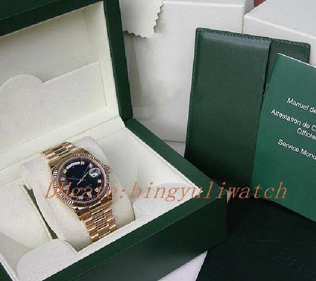 Factory Sales Asia 2813 Men automatic movement 41MM YELLOW GOLD BLACK DIAMOND DIAL DAY-DATE MODEL #118238 with original box Diving watch, 01 
Factory Sales Asia 2813 Men automatic movement 41MM YELLOW GOLD BLACK DIAMOND DIAL DAY-DATE MODEL #118238 with original box Diving watch, 01