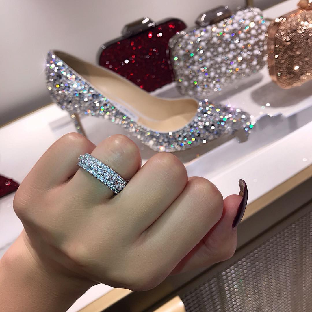 2021 Ins Top Selling Luxury Jewelry 925 Sterling Silver Three Rows Pave White Topaz CZ Diamond Promise Rotatable Women Wedding Band Ring Gif