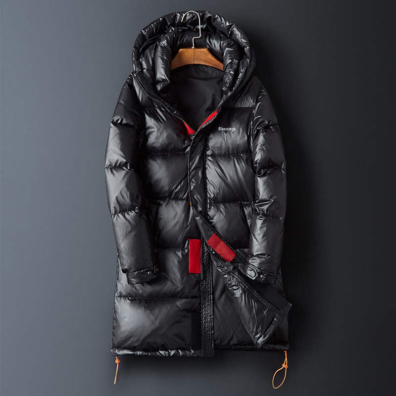 2019 new arrival winter high quality 80% white duck down hooded long jackets men,print letters waterproof parkas men