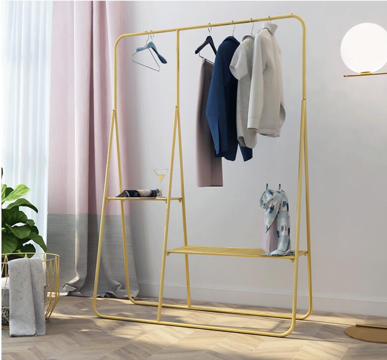 Clothing Shopping Rack Bedroom Furniture Clothes Shop Golden Racks store Window Bag Show shelf Cloth Side Hanging
