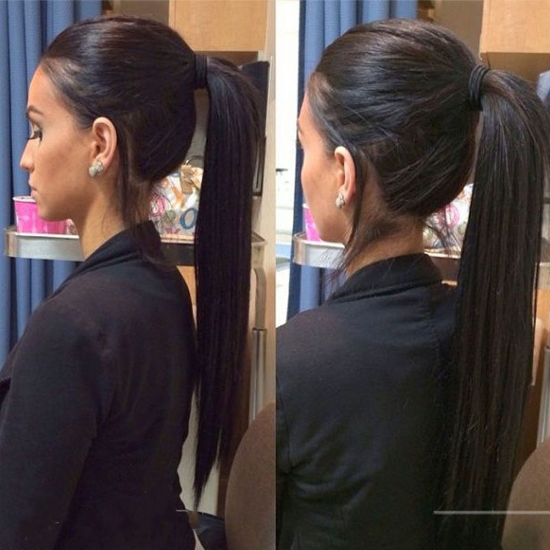 Synthetic Straight Lace Front Hair Wigs 10"-28" Natural black Color For Black Women Brazilian Wig 180 Density