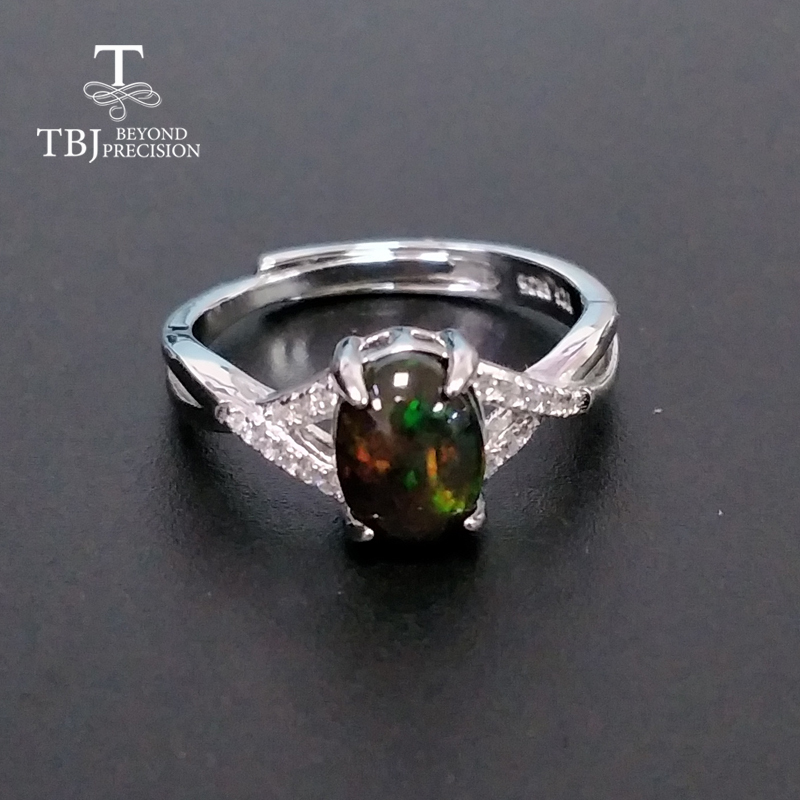 TBJ,black opal ring natural gemstone 925 sterling silver simple style fine jewelry for girls Black Friday or Christmas nice gift LY191226