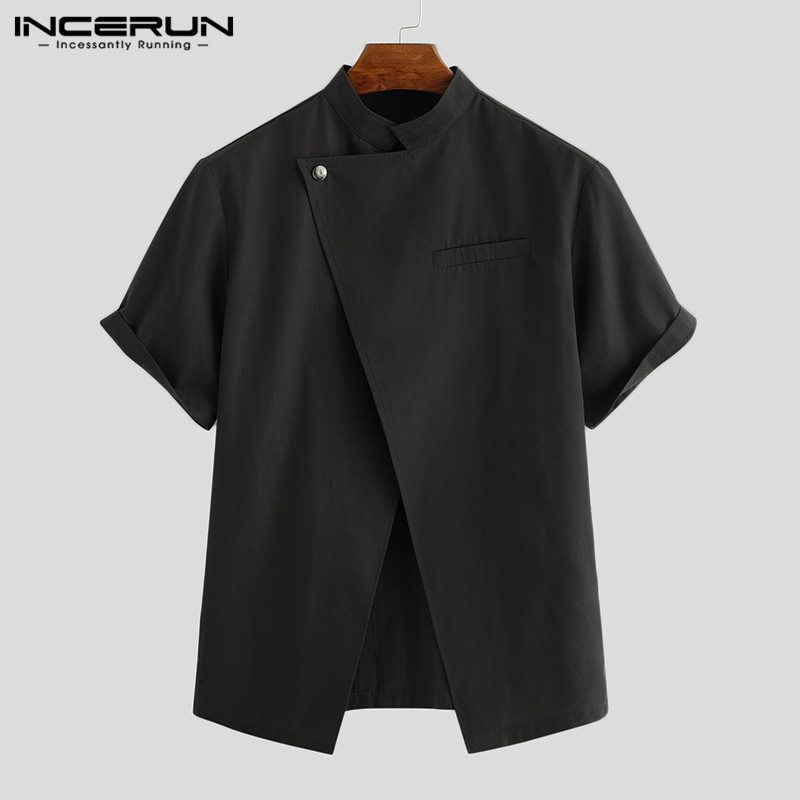 INCERUN Men Shirt Vintage Solid Color Short Sleeve One Button Irregular Casual Split Shirts Hombre Retro Stand Collar Camisa 5XL, Black
INCERUN Men Shirt Vintage Solid Color Short Sleeve One Button Irregular Casual Split Shirts Hombre Retro Stand Collar Camisa 5XL, Black
