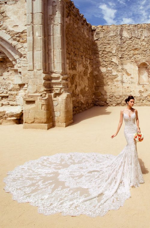 Kitty Chen 2019 Mermaid Lace Wedding Dresses New Spaghetti Neck Appliqued Open Back Bridal Gowns Chapel Train Long Wedding Dress