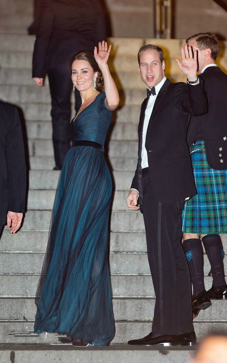 zuhair murad Dress Jenny Packham Kate Middleton Navy Blue Chiffon Evening Formal Dresses Short Sleeves Red Carpet Celebrity Prom Party Gowns