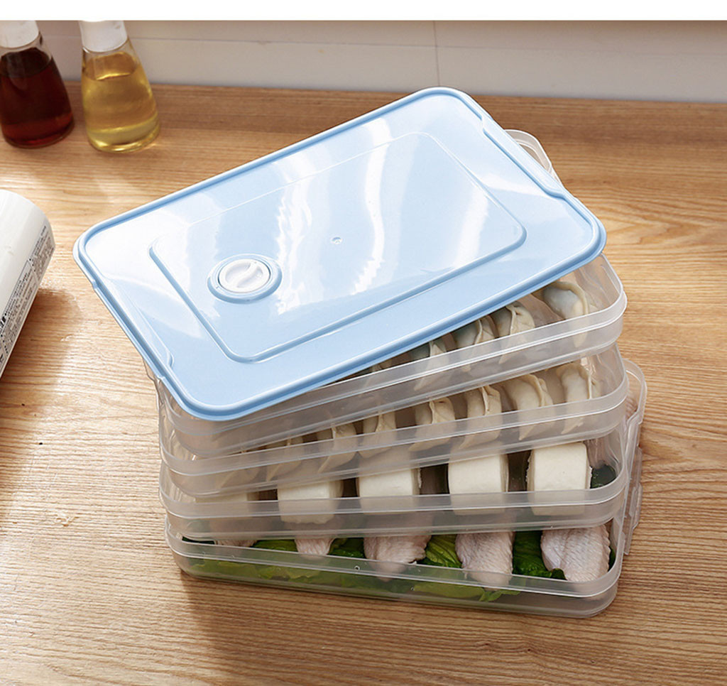 Single-layer dumpling boxes storage tray container box to keep refrigerated dumplings storage boxes fresh 
Single-layer dumpling boxes storage tray container box to keep refrigerated dumplings storage boxes fresh