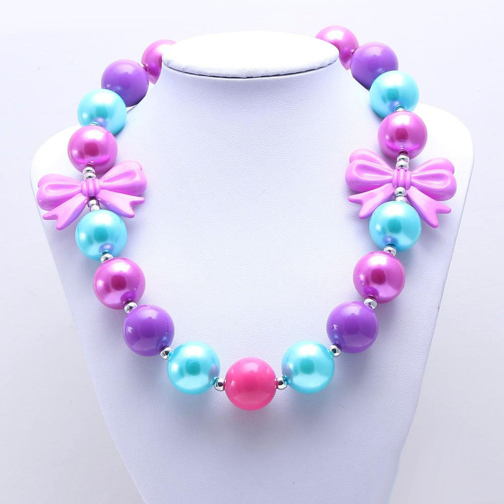 Newest Design Pretty Color Necklace&Bracelet Headband 3PCS Jewelry Set Toddlers Girls Bubblegum Baby Kids Chunky Necklace Jewelry Set
