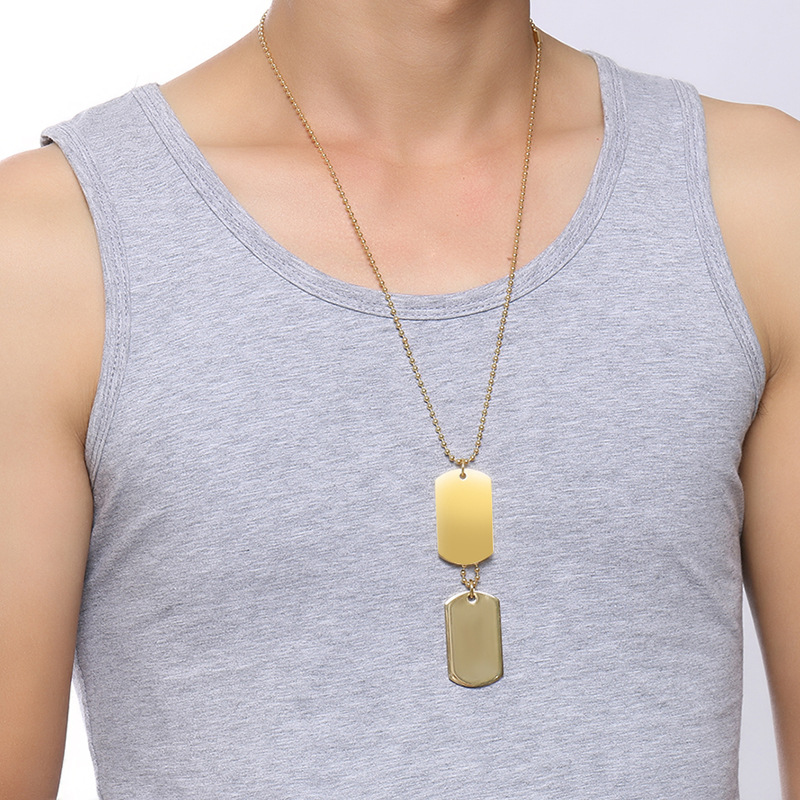 Fashion Simple Stainless Steel Double Dog Tag Necklace Pendant ID Steel/Black/Gold Color Men Jewelry 24" Chain colar masculino
Fashion Simple Stainless Steel Double Dog Tag Necklace Pendant ID Steel/Black/Gold Color Men Jewelry 24" Chain colar masculino