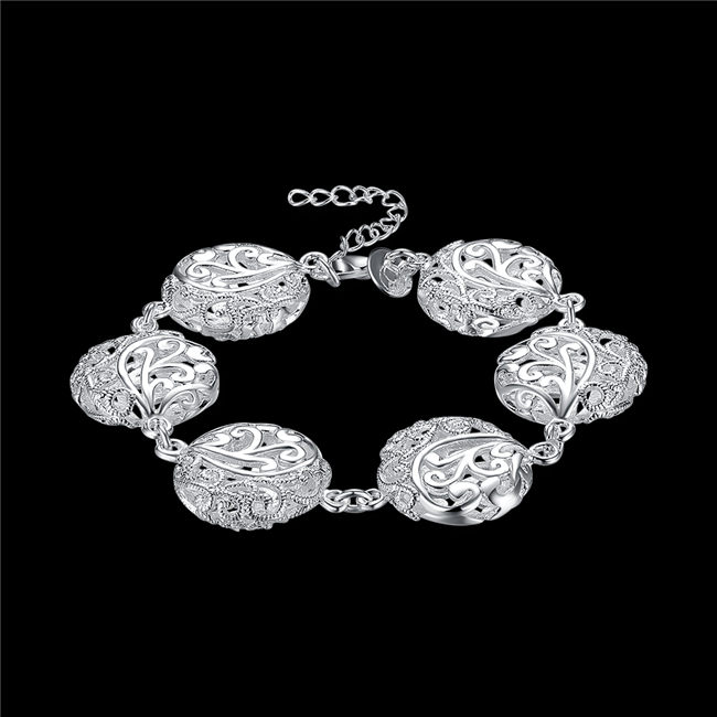 Hot sale best gift 925 silver Hollow flower bracelet series DFMCH235, Brand new sterling silver plate Chain link bracelets high grade