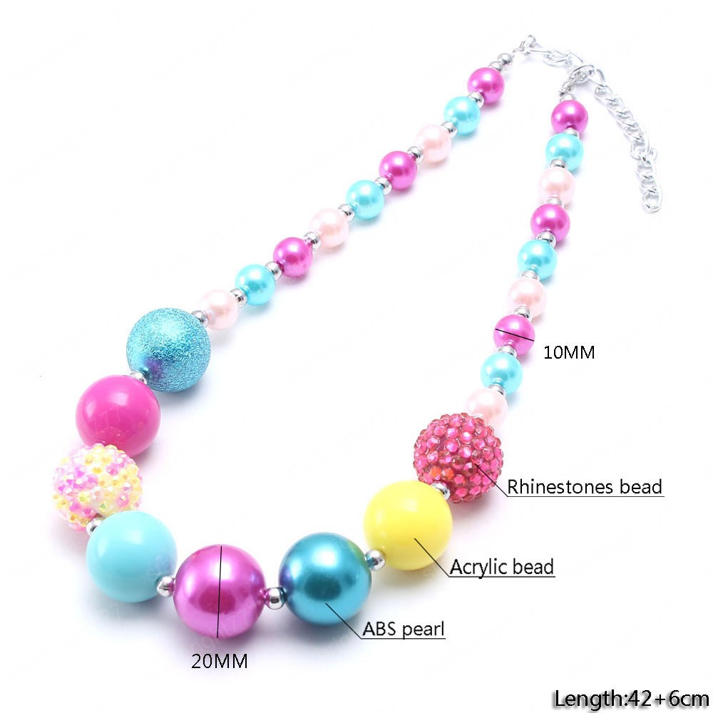 Fashion Spring Colorful Kids Girls Chunky Beads Necklace Baby Girls Bubblegum Beads Necklace Charm Chunky Jewelry Gift