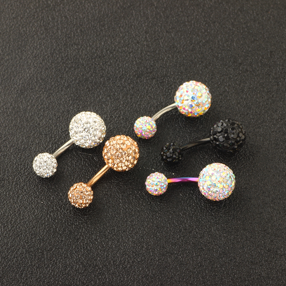 14G Stainless Steel Navel Rings Screw Bar CZ Body Piercing Belly Button Ring Women Girls Helix lage Earring