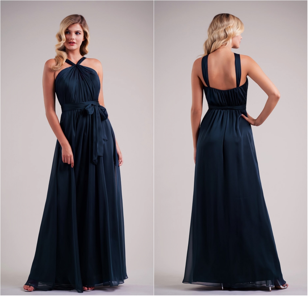 New Jasmine Bridesmaid Dresses Chiffon Halter Ruffles Ankle Length Plus Size Maid Of Honor Gowns Wedding Guests Robes