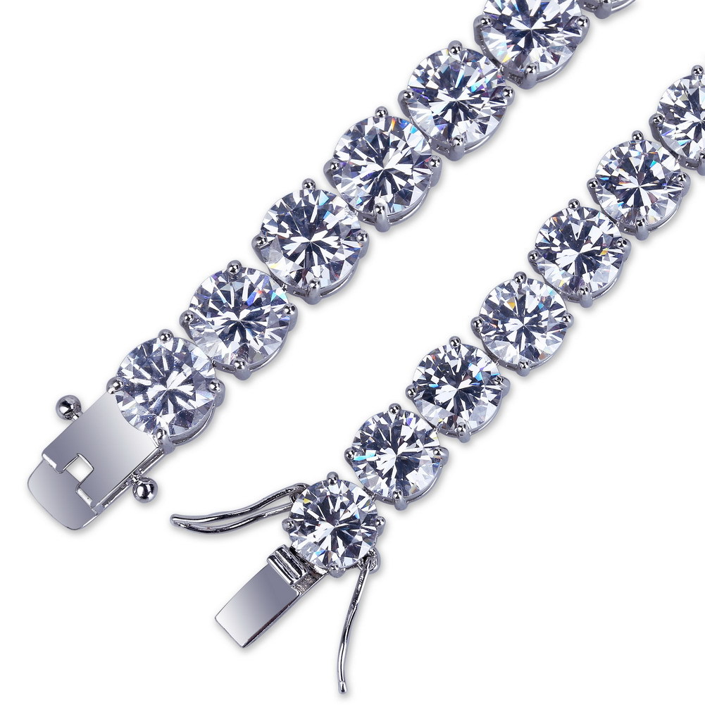 8mm Hip Hop Shining Tennis Bracelet White Zircon Bling 18k Real Gold Plated Men Women Bangle