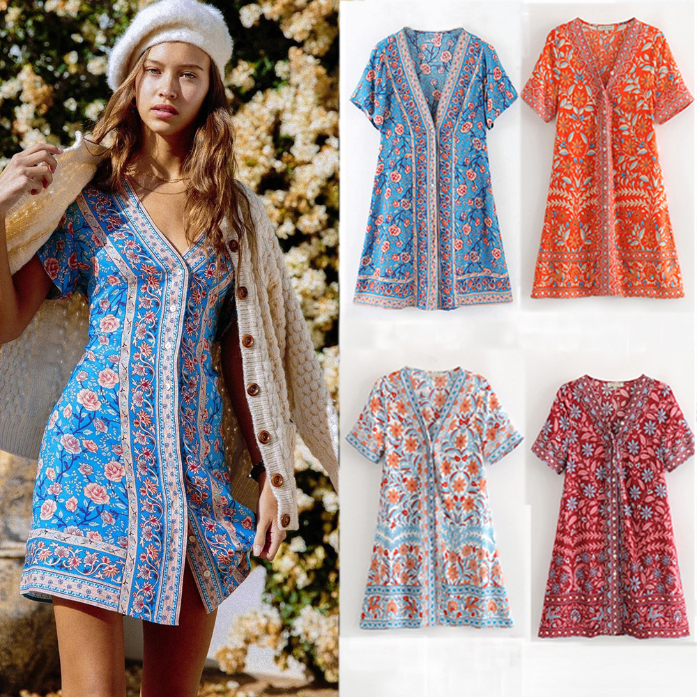 2020 Casual Spring Summer Dress Boho Print Dress Short Party Dress Cloth F0118 Cardigan Short Sleeve, Red
2020 Casual Spring Summer Dress Boho Print Dress Short Party Dress Cloth F0118 Cardigan Short Sleeve, Red