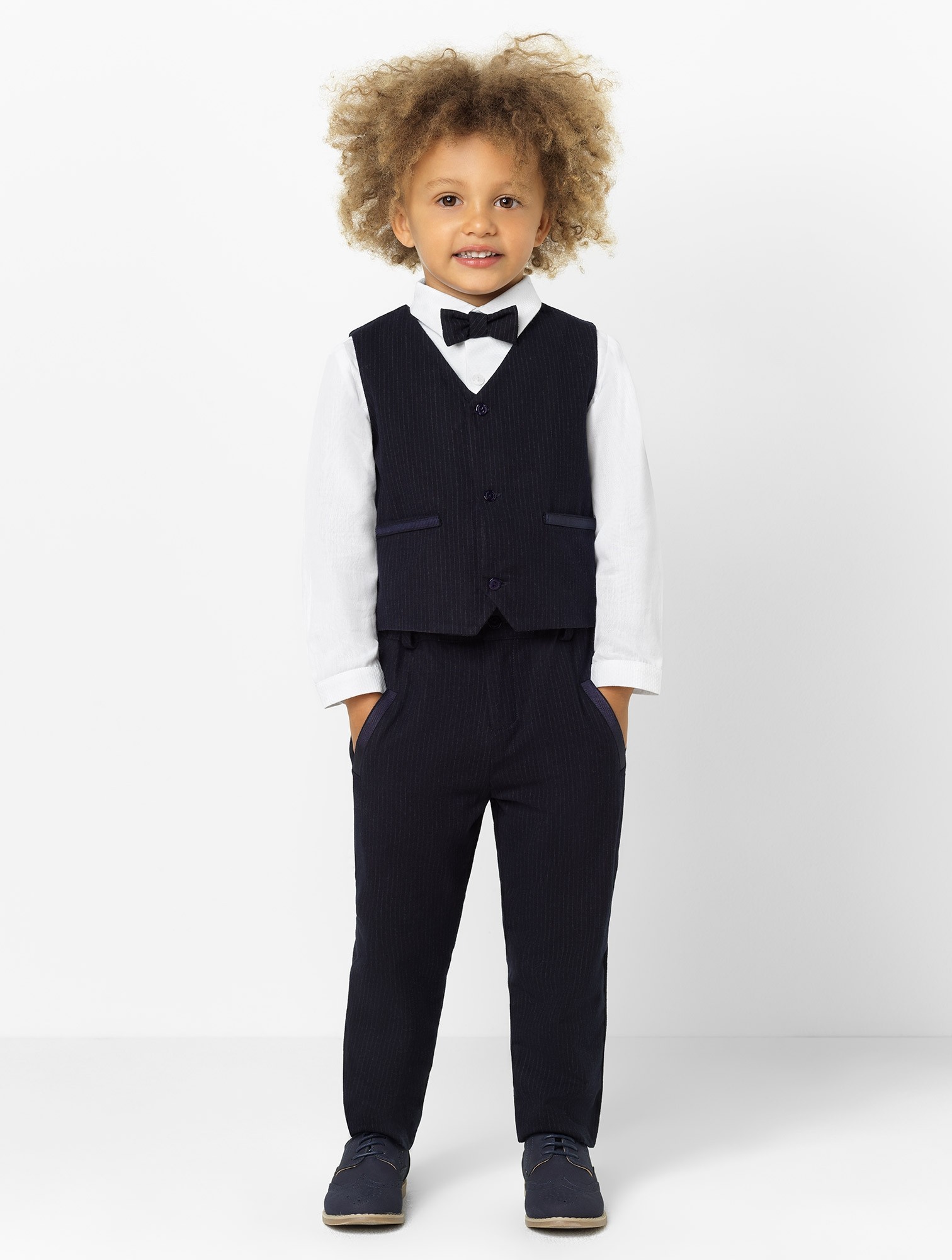 Little Kids Wedding Tuxedos Handsome 2 Pieces High Quality Stripe Boy's Formal Wear Children Pants Suits (vest+Pants)