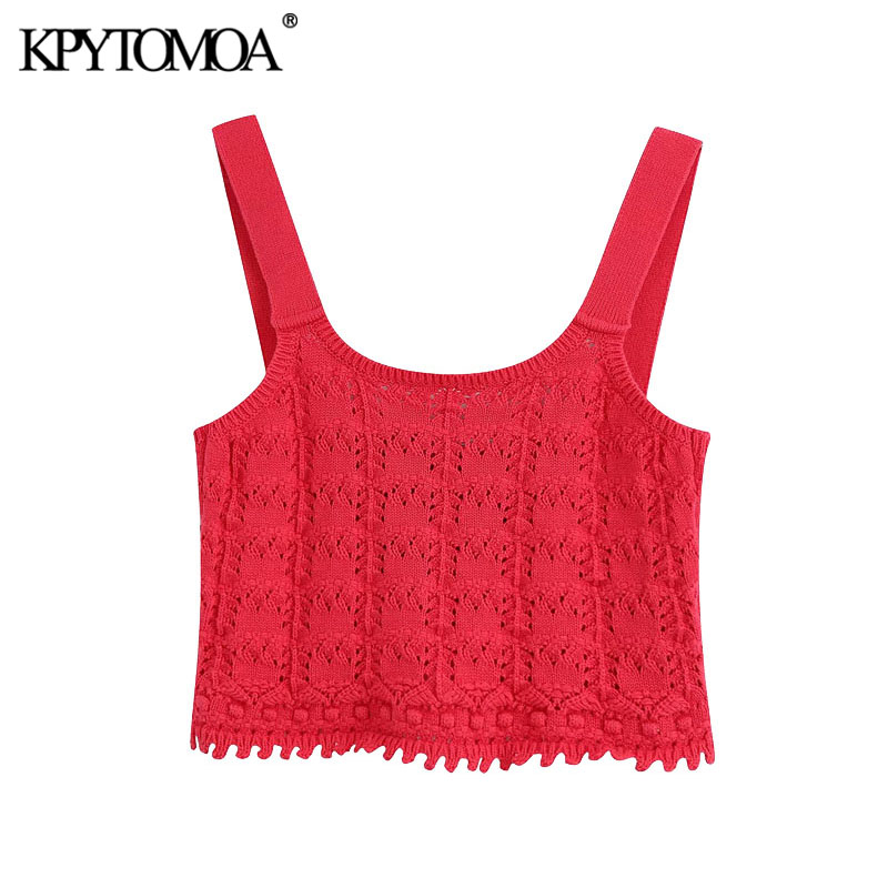 KPYTOMOA Women 2020 Sweet Fashion Solid Knitted Cropped Blouses Vintage Sleeveless Straps Female Shirts Blusas Chic Tops, As picture
KPYTOMOA Women 2020 Sweet Fashion Solid Knitted Cropped Blouses Vintage Sleeveless Straps Female Shirts Blusas Chic Tops, As picture