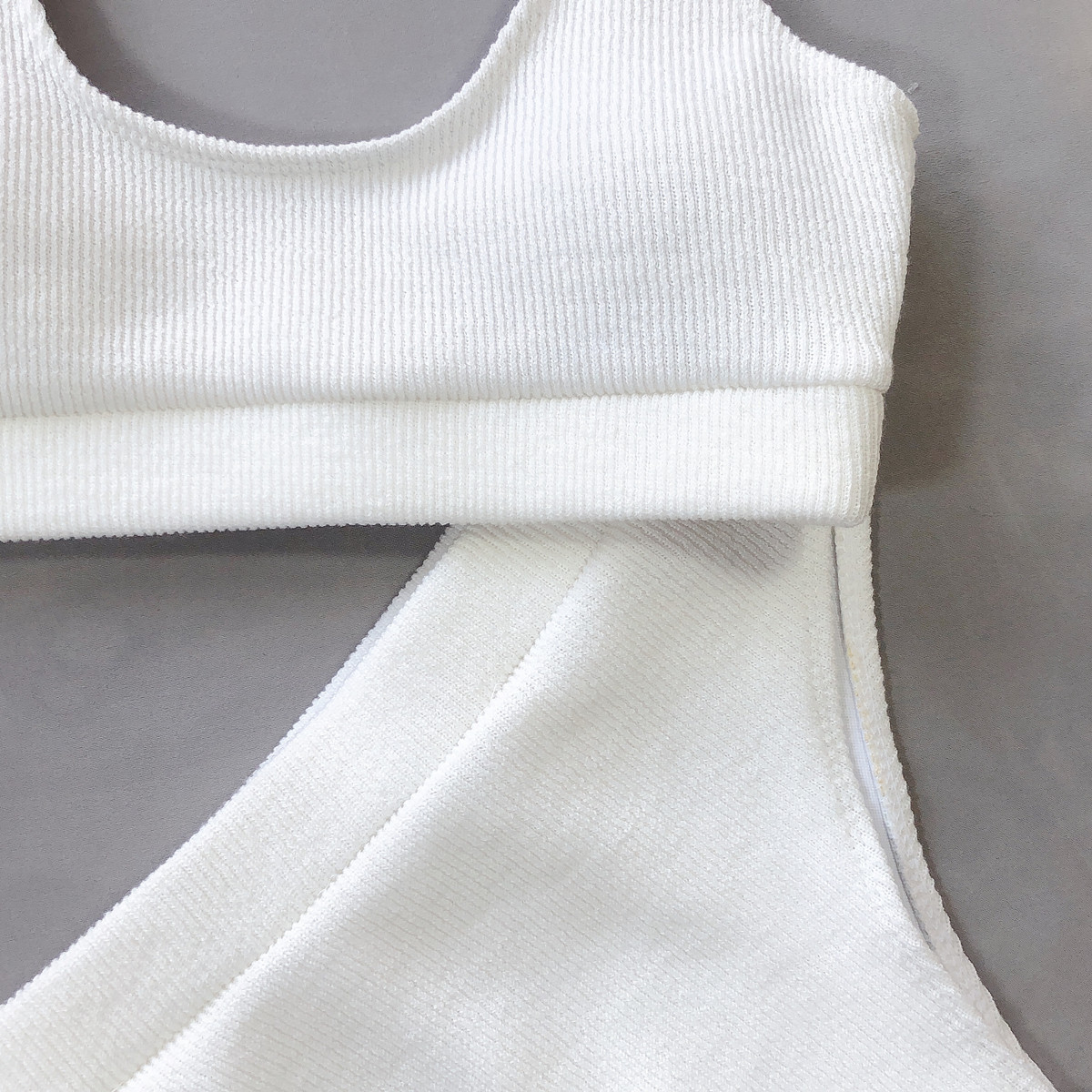 Cropped Top Knitted Swimsuit Two Pieces Bikinis Set 2020 New Summer Swimwear Women Vintage Solid High Waisted Bathing Suits