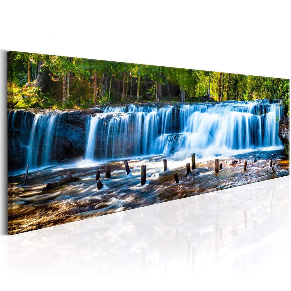 Forest Waterfall Canvas Painting Tree Scenery Painting Nature Pictures Wall Art Home Decor For Living Room Unframed