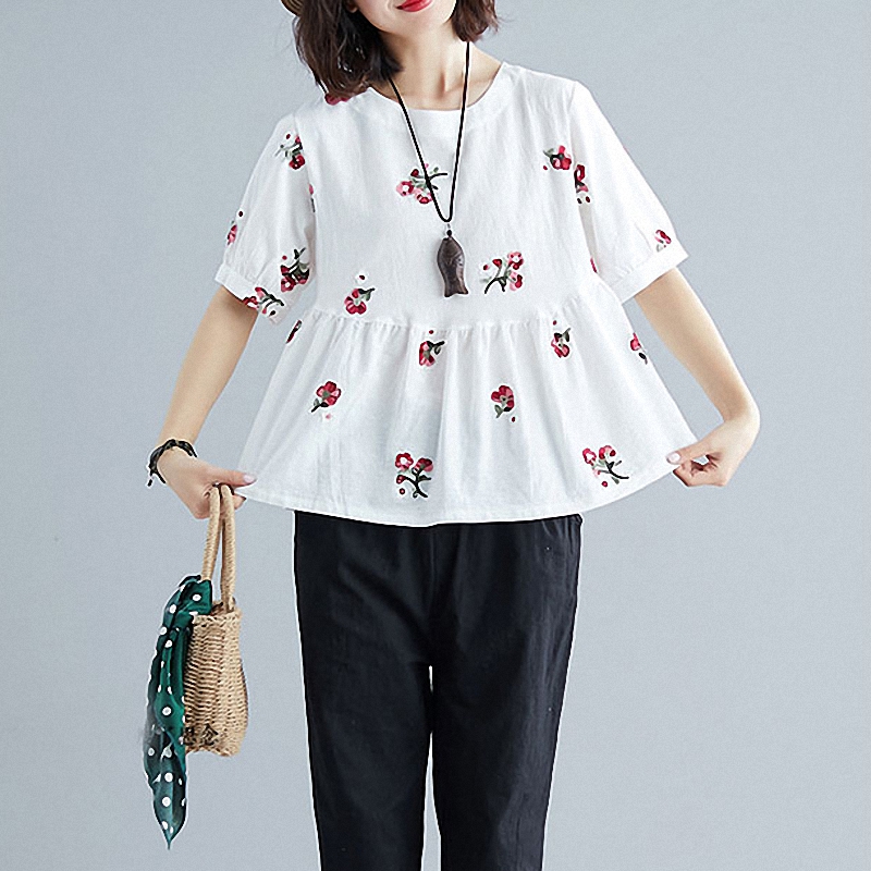 Fairy Natural Vintage Girls Rose Flowers Embroidered Blouse And Shirts Women O Neck Loose Cotton Linen Ladies White Casual Tops
Fairy Natural Vintage Girls Rose Flowers Embroidered Blouse And Shirts Women O Neck Loose Cotton Linen Ladies White Casual Tops