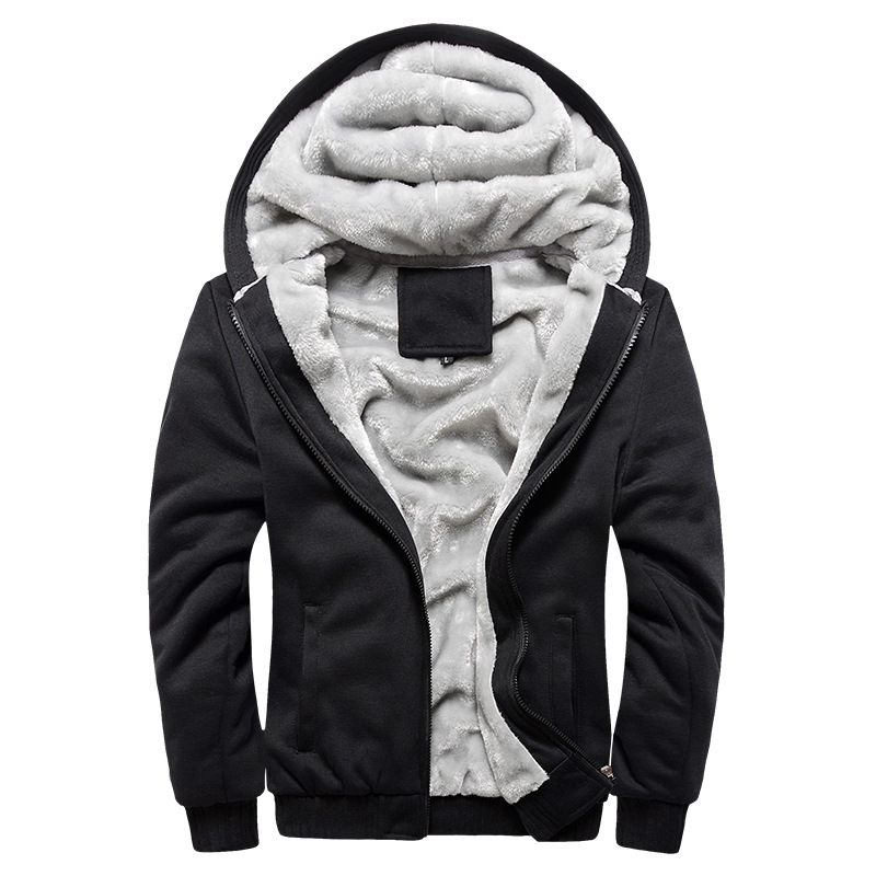 Winter Fleece Hoodies Men Warm Casual Sweatshirt Solid Hoodie Mens Leisure Zipper Hooded Coat Sportwear Sweatshirts Brand New XL
